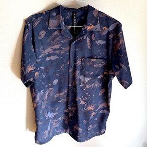 Lululemon Shirt Men's Large Blue Airing Easy Button Up Camp Collar Performance